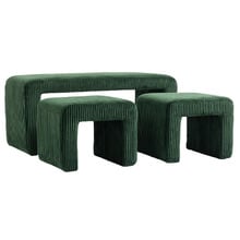 3 Piece Opher Corduroy Ottoman Bench & Footstool Set